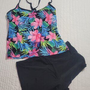 Beachsisi New Tropic Print Cross Back Tankini XL